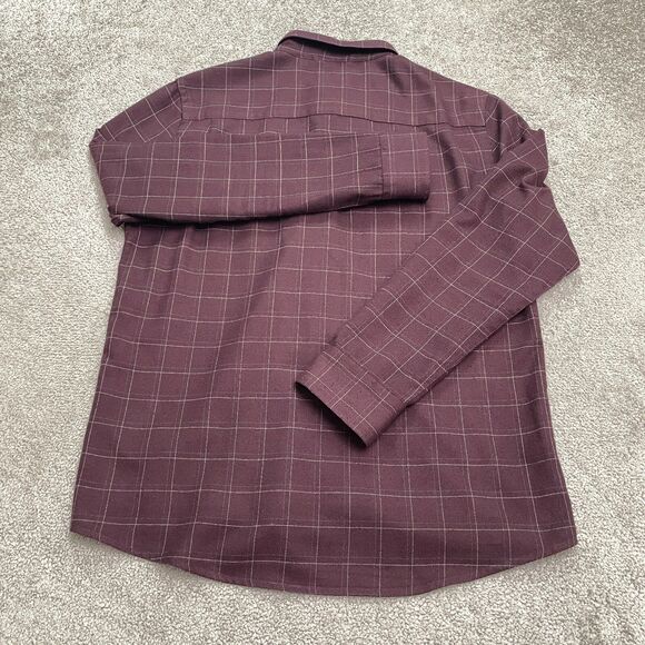 7 Diamonds Aspen Flannel Button Down Shirt Mens Medium Plaid Dark Red Casual Top - Picture 2 of 14